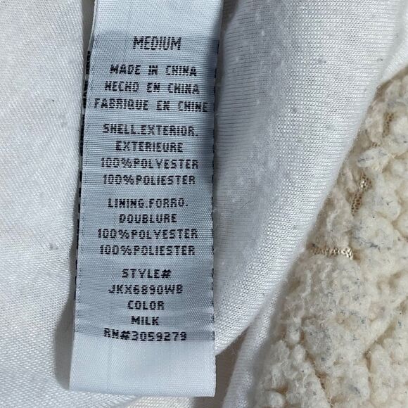 Thread & Suplly Cream Cozy Plush Zip Front Jacket Sz M - Picture 5 of 6